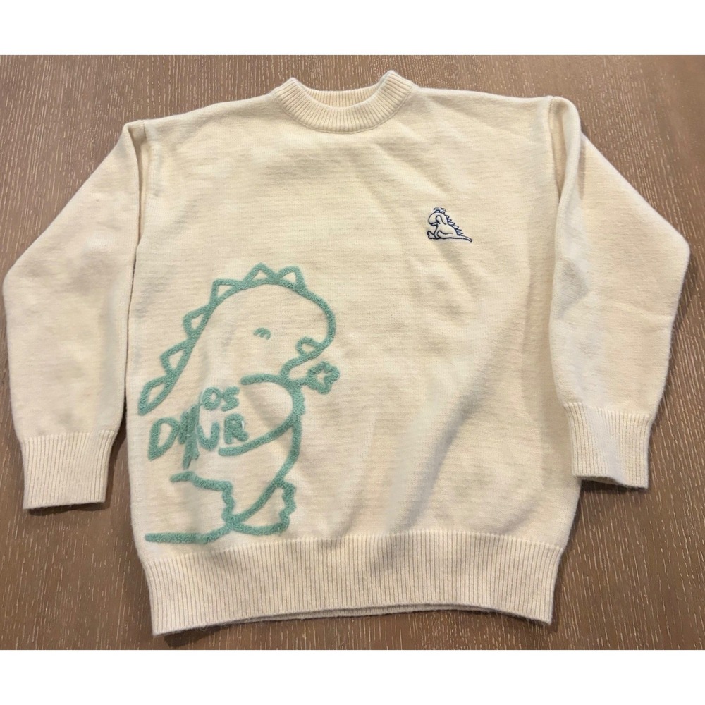 Cider Dino Sweater Cream Knit Pullover Womens S Soft Grunge Cute